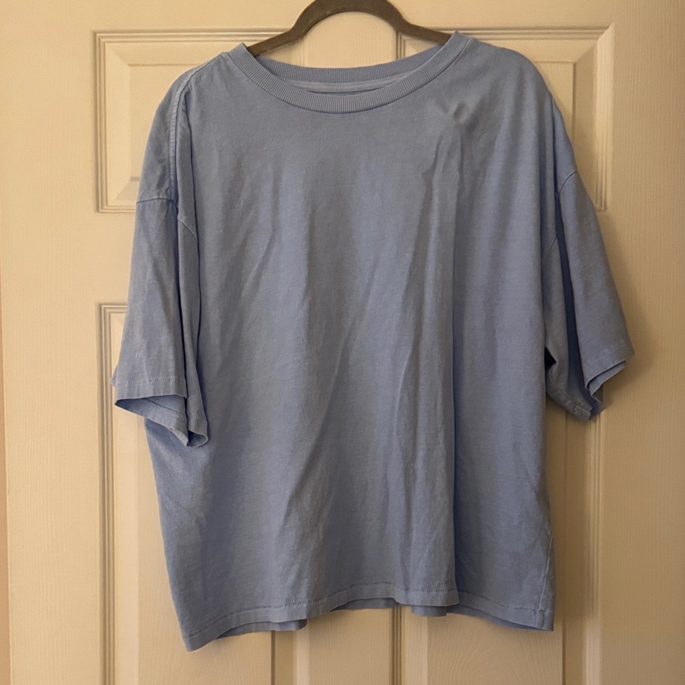 Free People Light Blue Short Sleeve Tee